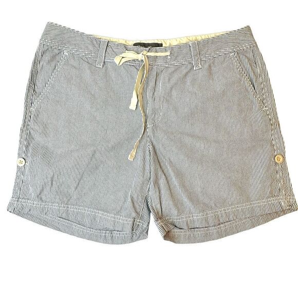 EDDIE BAUER Blue & White Pinstripe Cotton Shorts Size 12 - Picture 13 of 15